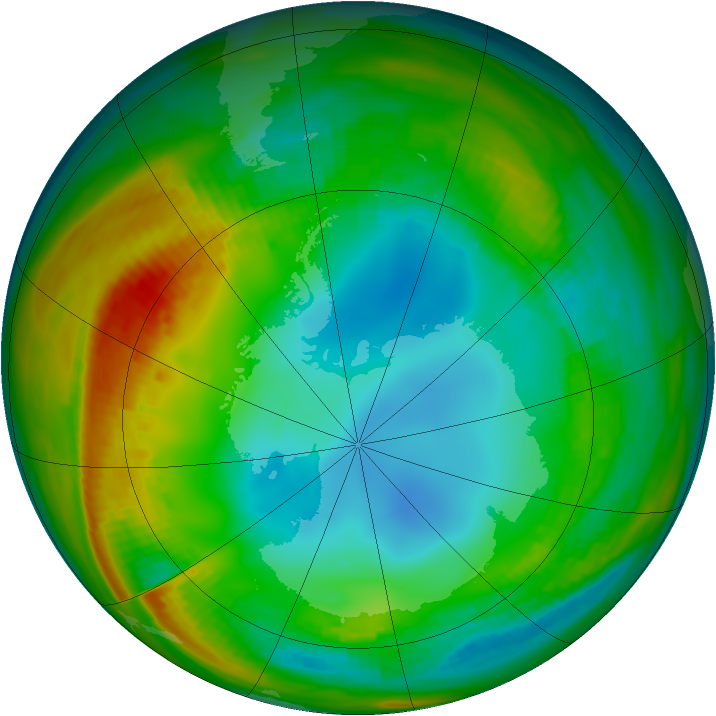 Antarctic ozone map for 25 July 1983